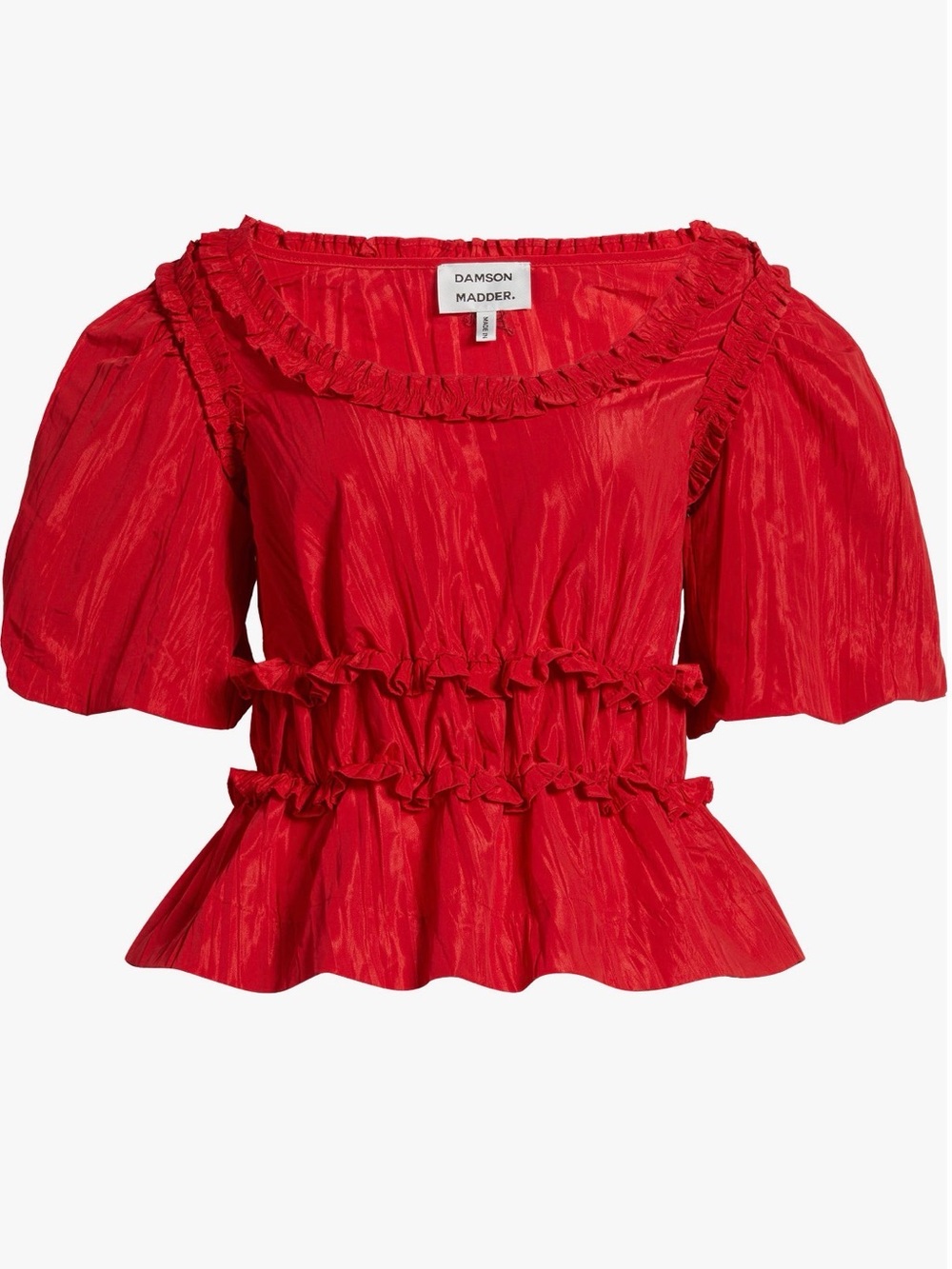 NWT Damson Madder Everly Convertible Puff Sleeve Top Red US 10 / UK 14 - Picture 3 of 10